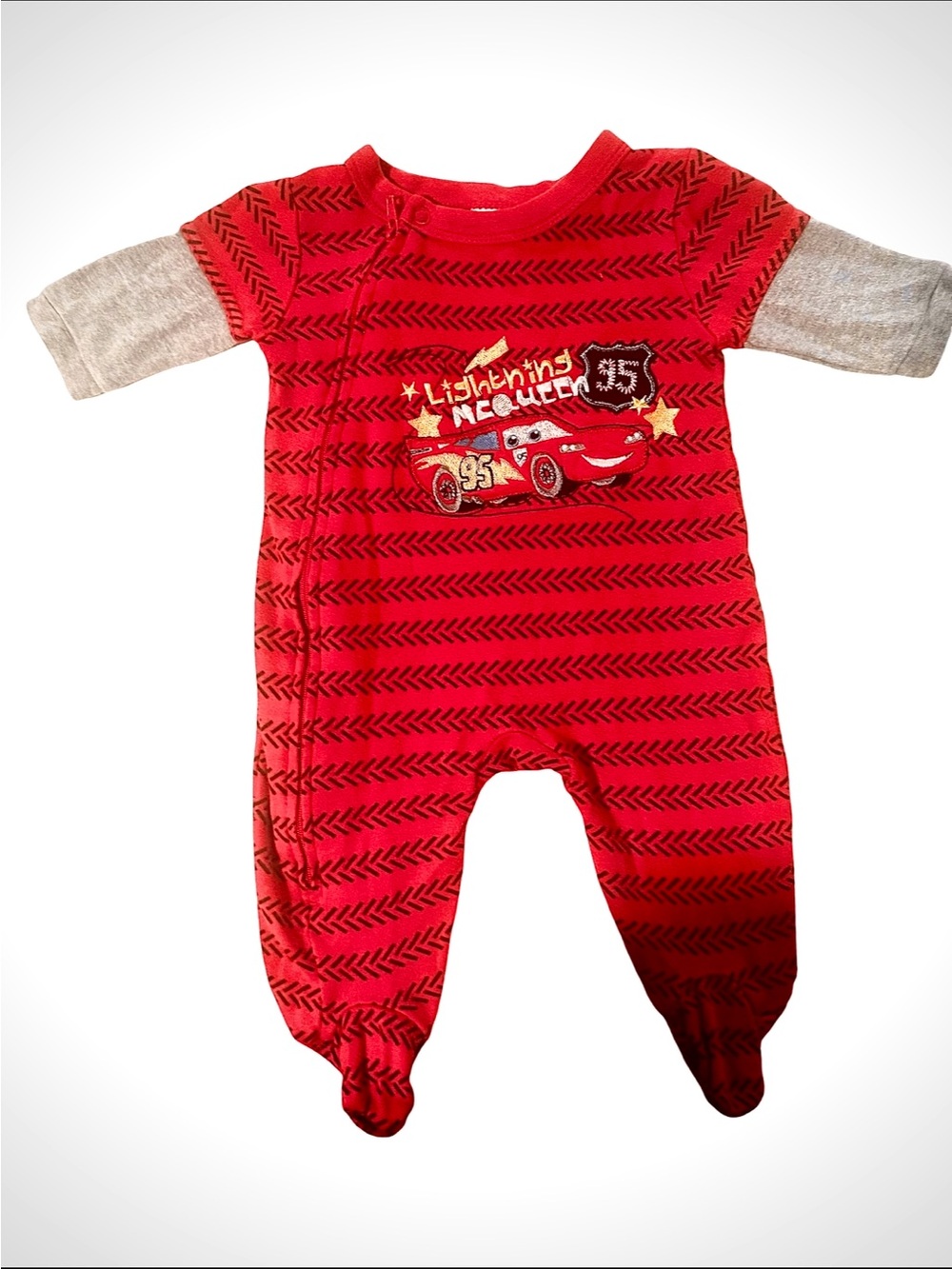Lightening McQueen Cars Red & Gray Baby One-Piece Romper